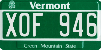 VT license plate XOF946