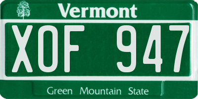 VT license plate XOF947