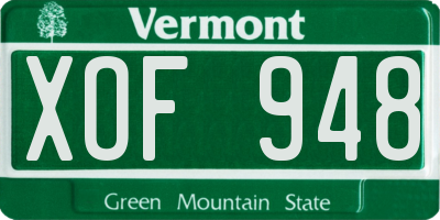 VT license plate XOF948