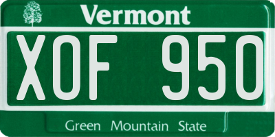 VT license plate XOF950