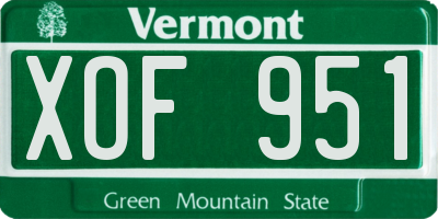VT license plate XOF951