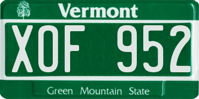 VT license plate XOF952