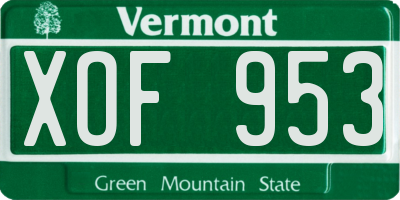 VT license plate XOF953