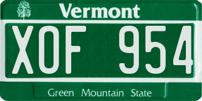 VT license plate XOF954