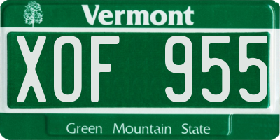 VT license plate XOF955