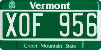 VT license plate XOF956