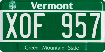 VT license plate XOF957