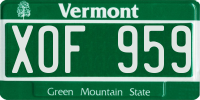 VT license plate XOF959