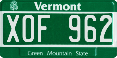 VT license plate XOF962