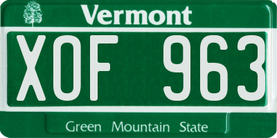 VT license plate XOF963