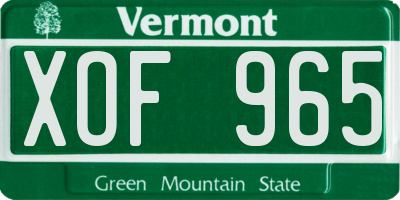 VT license plate XOF965