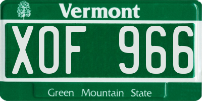VT license plate XOF966