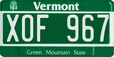 VT license plate XOF967
