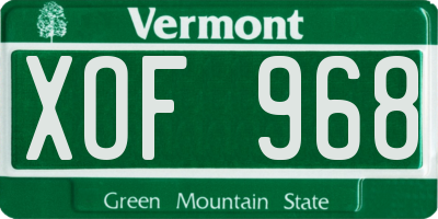 VT license plate XOF968