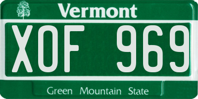 VT license plate XOF969