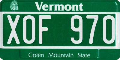 VT license plate XOF970