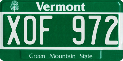 VT license plate XOF972