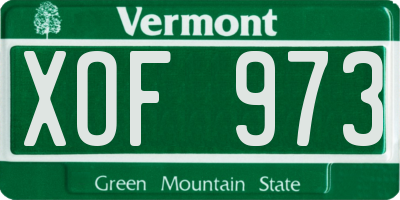 VT license plate XOF973