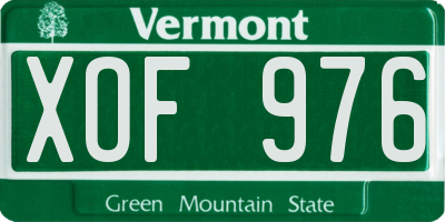 VT license plate XOF976