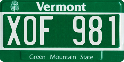 VT license plate XOF981