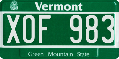 VT license plate XOF983
