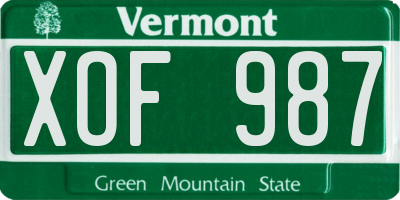 VT license plate XOF987