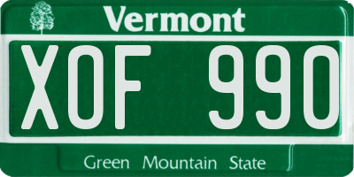 VT license plate XOF990