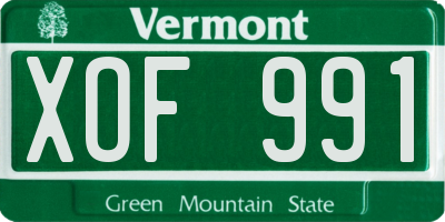 VT license plate XOF991