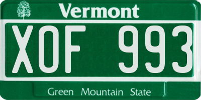 VT license plate XOF993