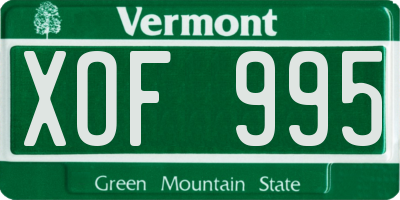 VT license plate XOF995