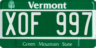 VT license plate XOF997