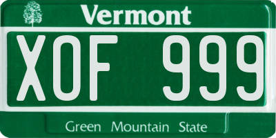 VT license plate XOF999