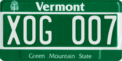 VT license plate XOG007