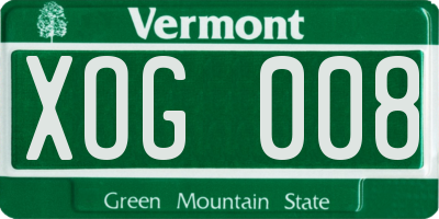 VT license plate XOG008