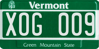 VT license plate XOG009