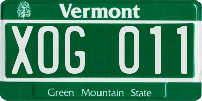 VT license plate XOG011