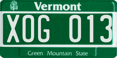VT license plate XOG013