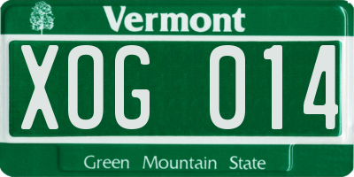 VT license plate XOG014