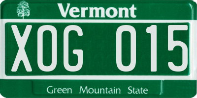 VT license plate XOG015