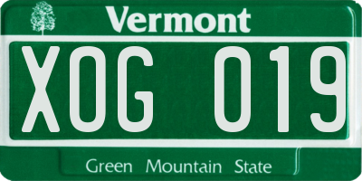 VT license plate XOG019