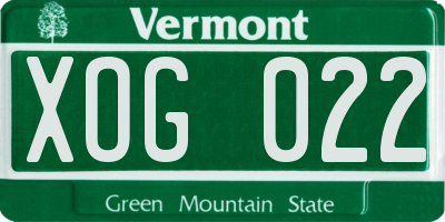 VT license plate XOG022