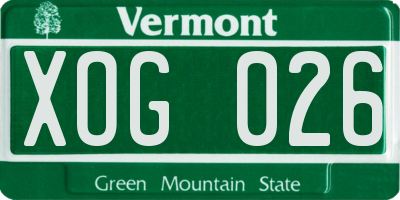 VT license plate XOG026