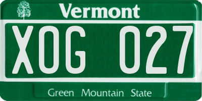 VT license plate XOG027