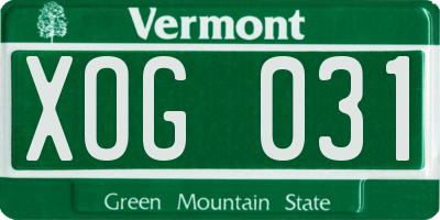 VT license plate XOG031