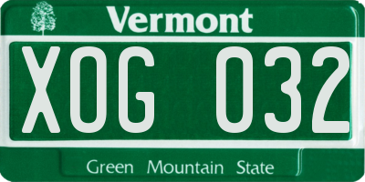 VT license plate XOG032