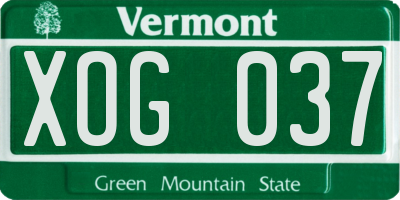 VT license plate XOG037