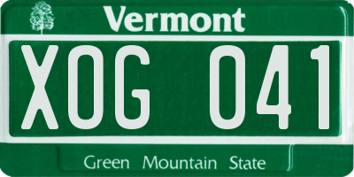 VT license plate XOG041