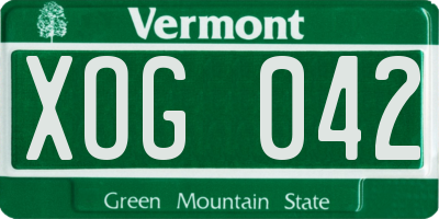 VT license plate XOG042