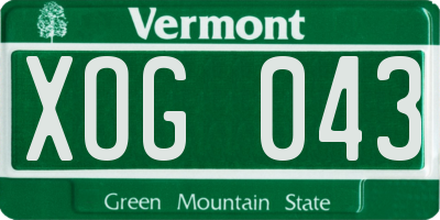 VT license plate XOG043