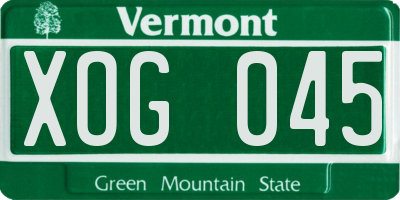 VT license plate XOG045